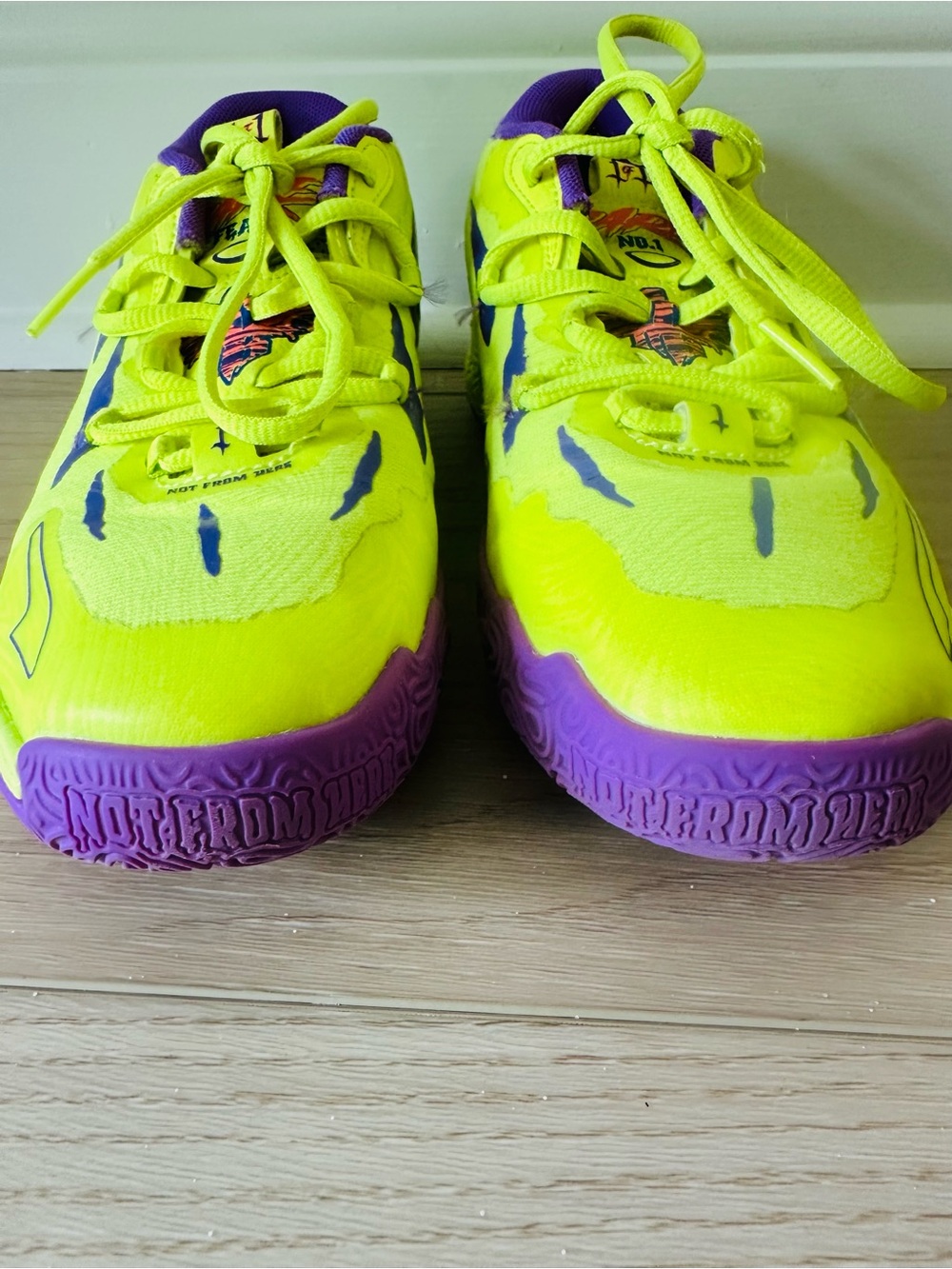 Puma X LaMelo Ball Neon Yellow & Purple Sneakers Youth Size 3:5
